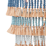 Люстра трехъярусная с декором из круглых деревянных бусин с кисточками Blue Wooden Beads Chandelier варинант исполнения - 2 | Loft Concept во Владивостоке