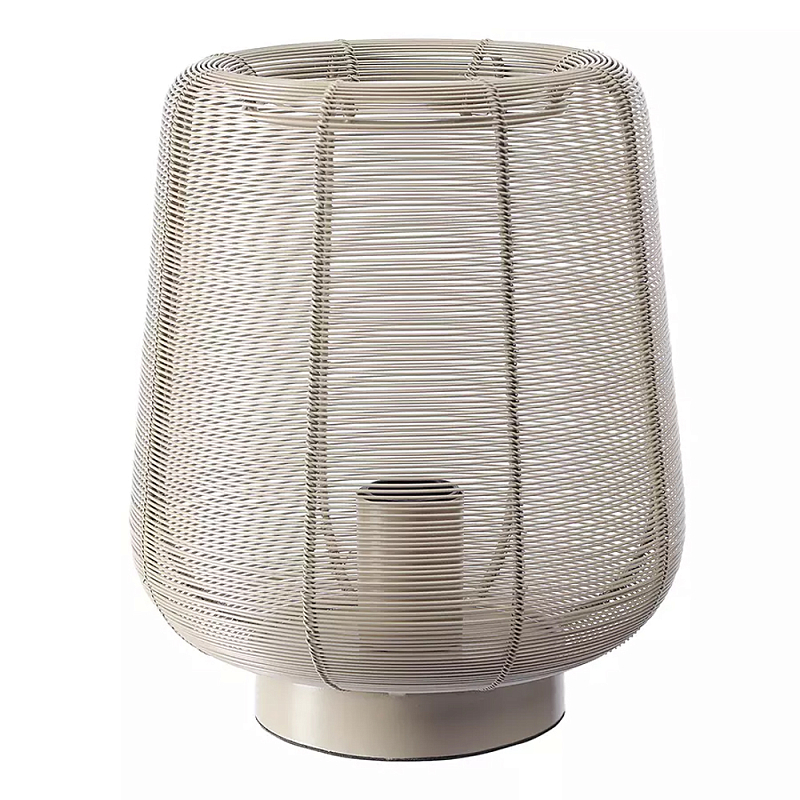 Настольная лампа с плетеным металлическим плафоном Wicker Iron Lamp Бежевый Черный во Владивостоке | Loft Concept 