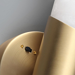 Бра с вытянутым цилиндрическим плафоном из белого алебастра на круглом основании Латунь Cryptocrystalline Stone варинант исполнения - 3 | Loft Concept во Владивостоке