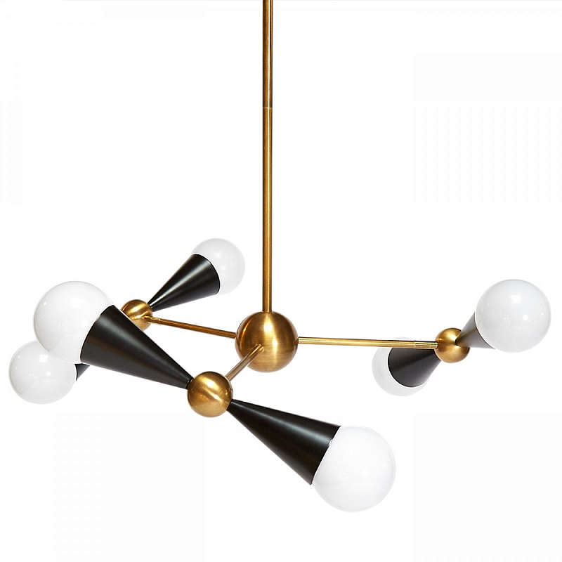 Люстра CARACAS SIX-LIGHT CHANDELIER Латунь Черный Люстра CARACAS SIX-LIGHT CHANDELIER Латунь Черный во Владивостоке | Loft Concept
