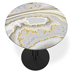 Стол журнальный с круглой столешницей из стекла Gray and Gold Marble варинант исполнения - 2 | Loft Concept во Владивостоке