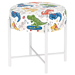 Пуф детский круглый с принтом на 4-х белых ножках Dinosaurs CHILDHOOD варинант исполнения - 1 | Loft Concept во Владивостоке