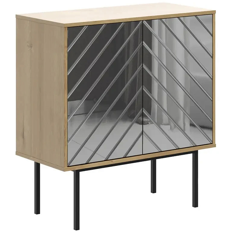 Шкаф-буфет с зеркальным декором Serena Cupboard Зеркало Бежевый Черный Шкаф-буфет с зеркальным декором Serena Cupboard Зеркало Бежевый Черный во Владивостоке | Loft Concept