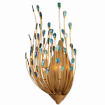 Бра настенное золотое с декором из бирюзовых элементов Peacock Tail варинант исполнения - 2 | Loft Concept во Владивостоке