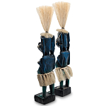 Комплект из 2-х деревянных статуэток Asmat Straw Headdress Statuettes Dark Blue варинант исполнения - 2 | Loft Concept во Владивостоке