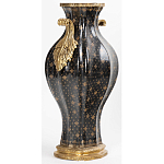 Ваза черного цвета из фарфора с золотистым узором и бронзовыми ручками Высота 39.5 см Eden Garden porcelain and bronze варинант исполнения - 1 | Loft Concept во Владивостоке