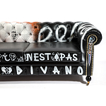Диван Честерфильд граффити graffiti Orange Sofa натуральная кожа варинант исполнения - 9 | Loft Concept во Владивостоке