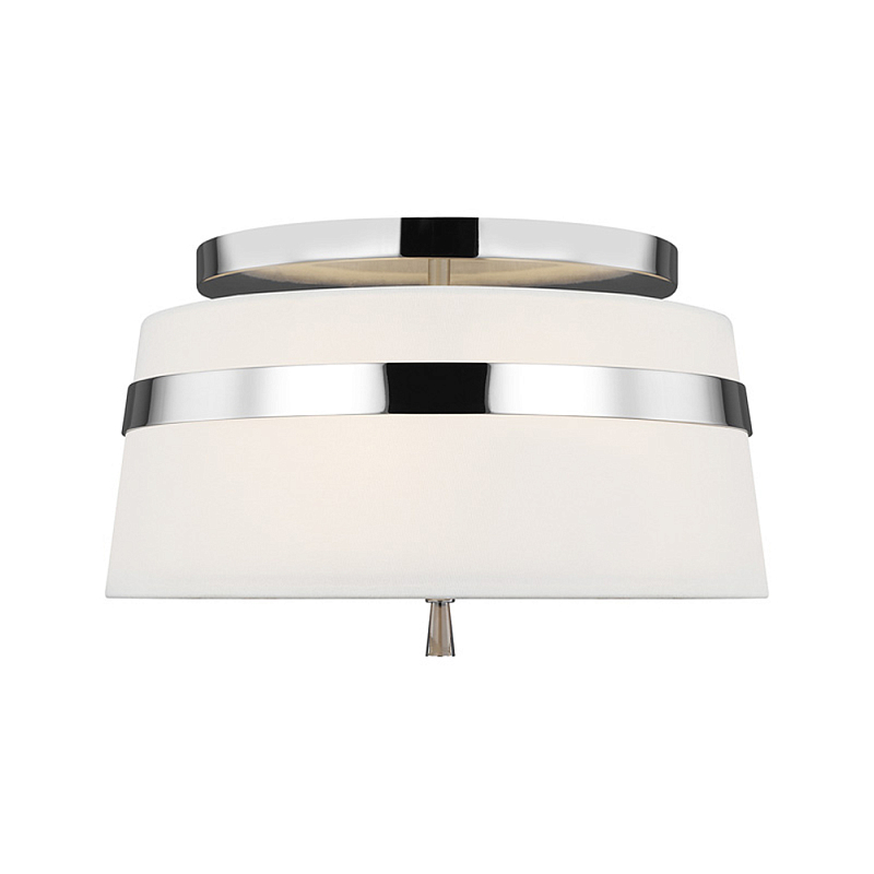 Потолочный светильник с белым тканевым абажуром Generation Lighting Никель Бежевый Белый во Владивостоке | Loft Concept 