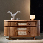 Дизайнерский комод овальный с фактурным фасадом и вставками из плетеных элементов Ambar варинант исполнения - 1 | Loft Concept во Владивостоке