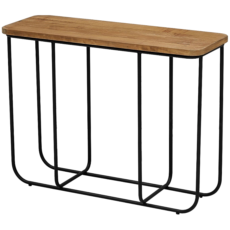 Консоль с деревянной столешницей Lyon Wood Metal Console Коричневый Черный Консоль с деревянной столешницей Lyon Wood Metal Console Коричневый Черный во Владивостоке | Loft Concept