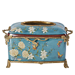 Салфетница прямоугольная голубого цвета с цветами и бабочками Blue Garden варинант исполнения - 1 | Loft Concept во Владивостоке