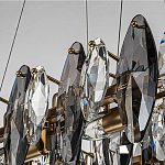 Люстра подвесная с овальными подвесками из стекла дымчатого цвета Harlow Crystal Round варинант исполнения - 3 | Loft Concept во Владивостоке