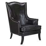 Кресло из натуральной кожи на 4-х деревянных ножках из массива бука Daniel Leather Armchair black варинант исполнения - 1 | Loft Concept во Владивостоке
