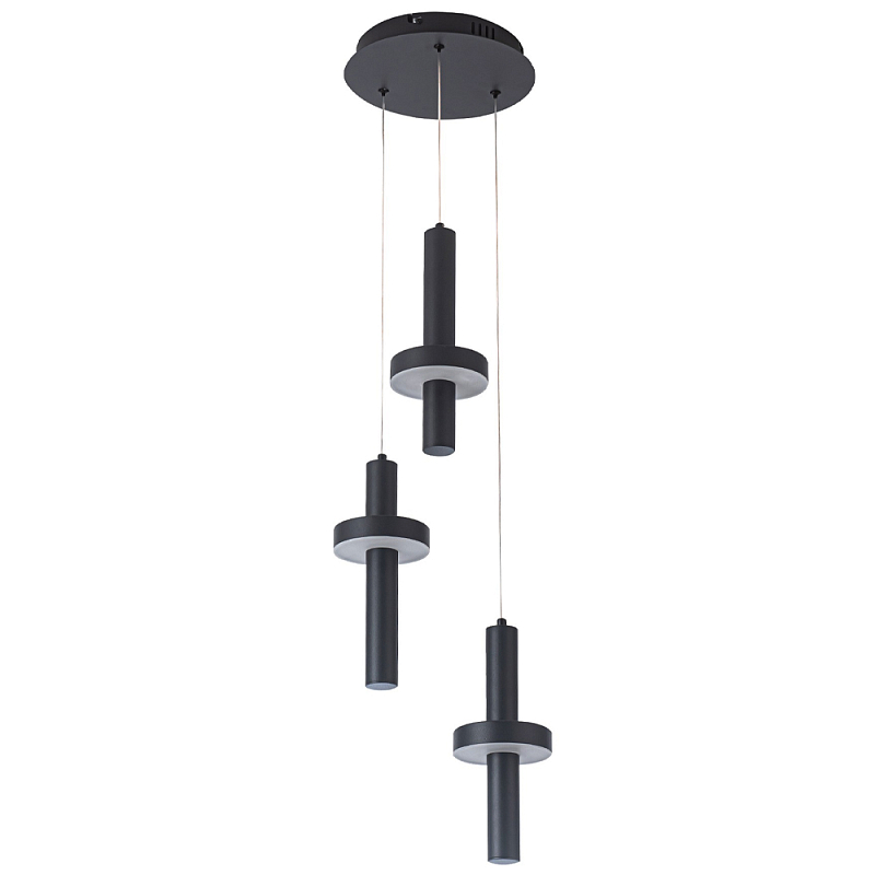 Каскадный светильник с 3-мя плафонами Flos Black Metal Acrylic Trio Hanging Lamp Черный Каскадный светильник с 3-мя плафонами Flos Black Metal Acrylic Trio Hanging Lamp Черный во Владивостоке | Loft Concept