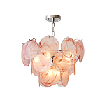 Люстра с каскадом из круглых розовых стеклянных дисков Pink Light Waterfall варинант исполнения - 2 | Loft Concept во Владивостоке