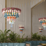 Люстра круглая с декором из разноцветных элементов в виде листьев Changing Seasons варинант исполнения - 12 | Loft Concept во Владивостоке