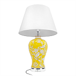 Настольная лампа желтая с изображением белых птиц Flight Among Acacia варинант исполнения - 3 | Loft Concept во Владивостоке