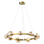 Люстра подвесная светодиодная с 9-ю круглыми плафонами коньячного цвета Iona Chandelier Brass  варинант исполнения - 1 | Loft Concept во Владивостоке
