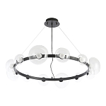 Люстра подвесная круглая с 12-ю прозрачными куполообразными плафонами и черным металлическим основанием Flos Wireline Lighting варинант исполнения - 2 | Loft Concept во Владивостоке