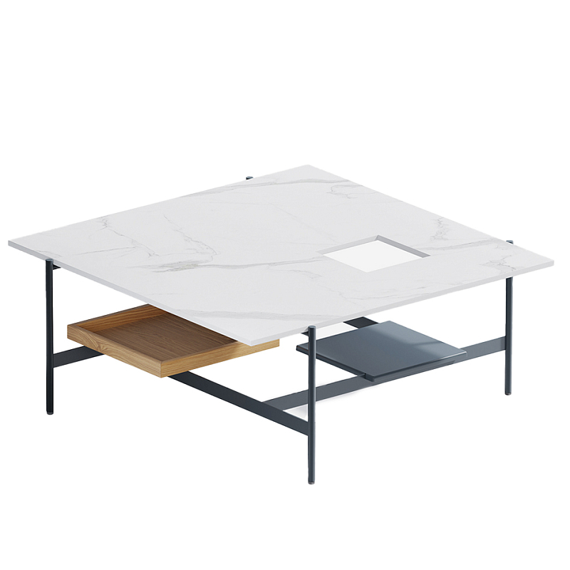 Karat журнальный столик с съемным подносом Графит Белый Мрамор Bianco во Владивостоке | Loft Concept 
