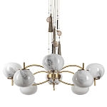 Люстра подвесная с 8-ю шарообразными плафонами из белого стекла с подвесками из камня и кисточками Agatelle варинант исполнения - 1 | Loft Concept во Владивостоке