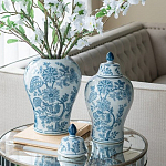 Ваза с крышкой и голубым цветочным рисунком на белом фоне Blue & White Ornament варинант исполнения - 5 | Loft Concept во Владивостоке