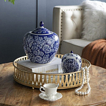 Ваза округлой формы с синей росписью и цветочным узором Blue & White Ornament варинант исполнения - 7 | Loft Concept во Владивостоке