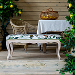 Банкетка из натурального бука золотистая с изображением птиц и цветов Blooming Birds варинант исполнения - 4 | Loft Concept во Владивостоке