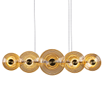 Люстра подвесная светодиодная со стеклянными плафонами янтарного цвета в форме дисков Savio Glass Disc варинант исполнения - 1 | Loft Concept во Владивостоке