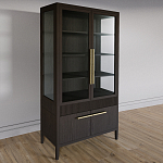 Витрина Primo со стеклянными фасадами и буфетом шпон Темный орех варинант исполнения - 3 | Loft Concept во Владивостоке