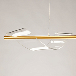 Люстра линейная золотистого цвета с двумя прозрачными волнистыми элементами Wave Line варинант исполнения - 4 | Loft Concept во Владивостоке