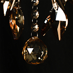 Люстра подвесная круглая с тканевым полупрозрачным абажуром и подвесками 4 лампы Gilded Elegance варинант исполнения - 7 | Loft Concept во Владивостоке