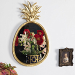 Зеркало овальной формы с золотистой рамкой и декоративной верхушкой в виде ананаса Pineapple Shine  варинант исполнения - 2 | Loft Concept во Владивостоке