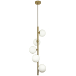 Подвесной светильник с 5-ю сферическими плафонами из матового стекла Pearls Suspension Brass Tube Hanging Lamp варинант исполнения - 2 | Loft Concept во Владивостоке