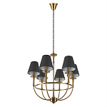 Люстра на металлическом основании бронзового цвета с 6-ю черными конусовидными абажурами Dignity варинант исполнения - 4 | Loft Concept во Владивостоке