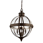 Подвесной светильник бронзового цвета с прозрачным стеклянным плафоном в форме шара в индустриальном стиле на цепи 4 лампы Feiss варинант исполнения - 1 | Loft Concept во Владивостоке