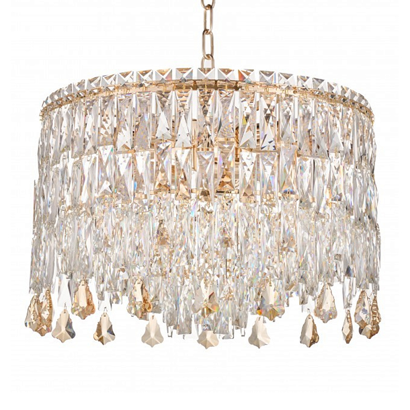 Люстра круглая с хрустальными подвесками на золотистом каркасе Roul Crystal Light Золотой Прозрачный Люстра круглая с хрустальными подвесками на золотистом каркасе Roul Crystal Light Золотой Прозрачный во Владивостоке | Loft Concept