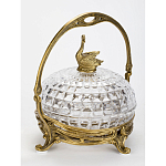 Конфетница из прозрачного рельефного стекла с ручкой и фигуркой лебедя Eden Garden варинант исполнения - 3 | Loft Concept во Владивостоке