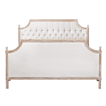 Кровать двуспальная светло-бежевая с основанием из массива дуба с мягким изголовьем Flax Beds варинант исполнения - 1 | Loft Concept во Владивостоке