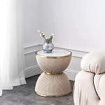 Дизайнерский журнальный стол фактурный с круглой белой столешницей Luler варинант исполнения - 1 | Loft Concept во Владивостоке