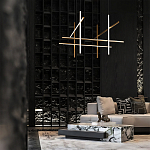 Люстра с 6-ю  пересекающимися цилиндрическими плафонами на тонких тросах Trumpet tube варинант исполнения - 8 | Loft Concept во Владивостоке