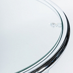 Приставной столик на серебристом основании с столешницей из стекла Noir варинант исполнения - 2 | Loft Concept во Владивостоке