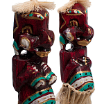 Комплект из 2-х деревянных статуэток Asmat Straw Headdress Statuettes Red Turquoise Tattoo варинант исполнения - 3 | Loft Concept во Владивостоке
