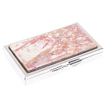 Таблетница карманная прямоугольная на 7 отделений с зеркалом и накладкой из натурального камня Турмалин Silver Stone Pillboxes варинант исполнения - 1 | Loft Concept во Владивостоке