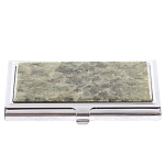 Визитница карманная металлическая с накладкой из натурального камня Апатит Stone Business Card Holders варинант исполнения - 1 | Loft Concept во Владивостоке