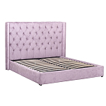 Кровать двуспальная фиолетовая с основанием из массива дерева с мягким изголовьем Velour Beds варинант исполнения - 1 | Loft Concept во Владивостоке