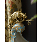 Чаша голубого цвета с оранментом и и бронзовыми фигурами леопардов Eden Garden варинант исполнения - 7 | Loft Concept во Владивостоке