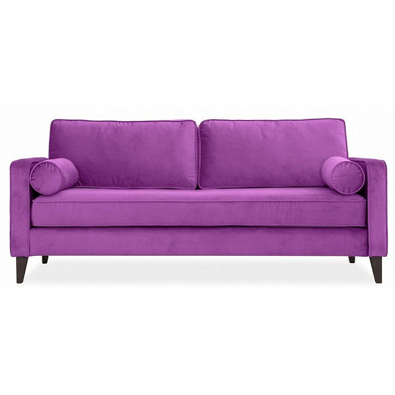 Диван бархатный с двумя подушками-валиками Simple Berry Sofa Лиловый Коричневый Диван бархатный с двумя подушками-валиками Simple Berry Sofa Лиловый Коричневый во Владивостоке | Loft Concept