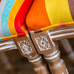 Стул бежевый в разноцветную полоску из натурального бука с изображением птиц и цветов Blooming Birds Colorful Stripes Chair варинант исполнения - 7 | Loft Concept во Владивостоке