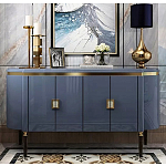 Дизайнерский комод синий глянцевый с золотыми ручками на 4-х дверцах Martin варинант исполнения - 2 | Loft Concept во Владивостоке